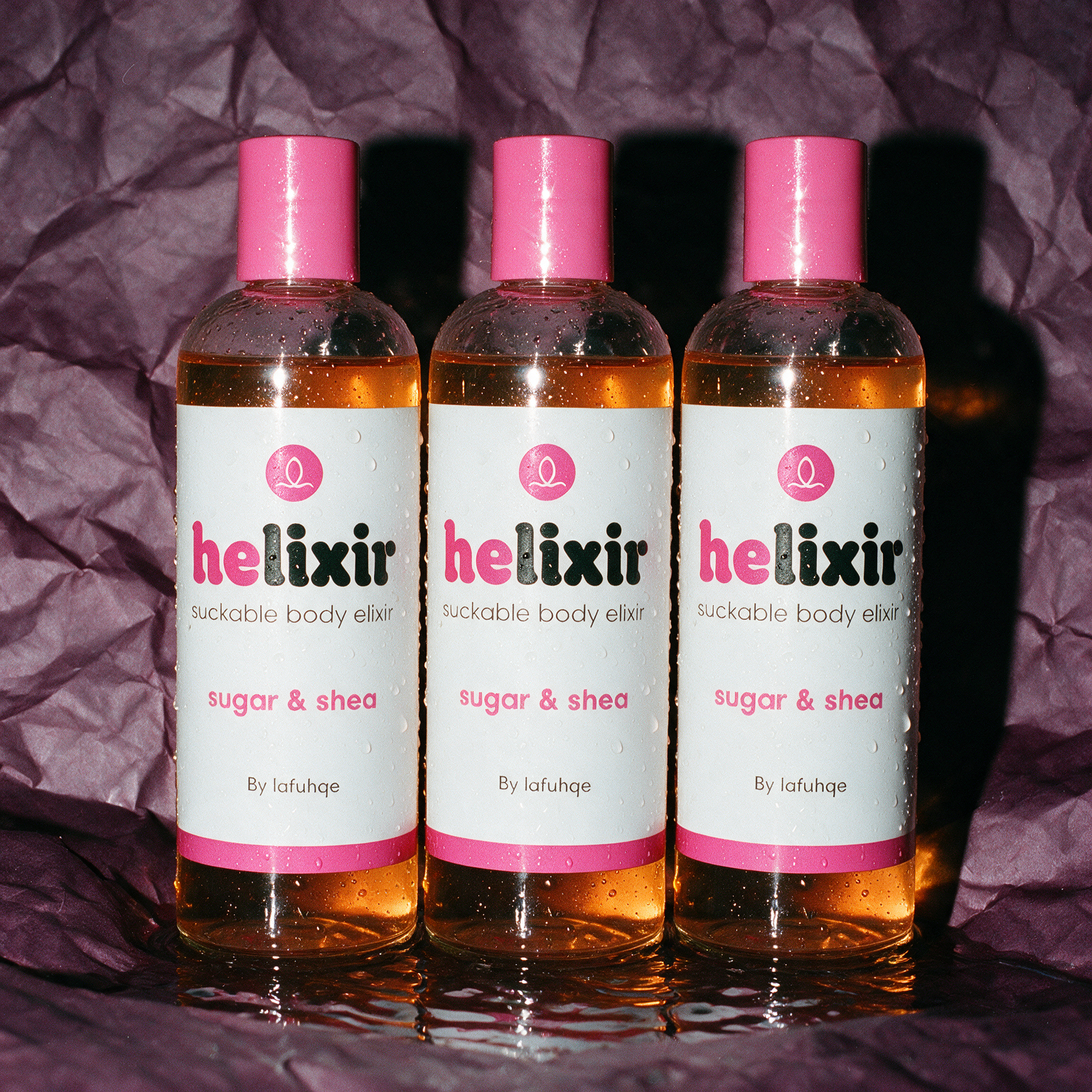 Helixir three pack on deep plum crumpled paper