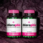 Chlorophix two pack on deep plum crumpled paper