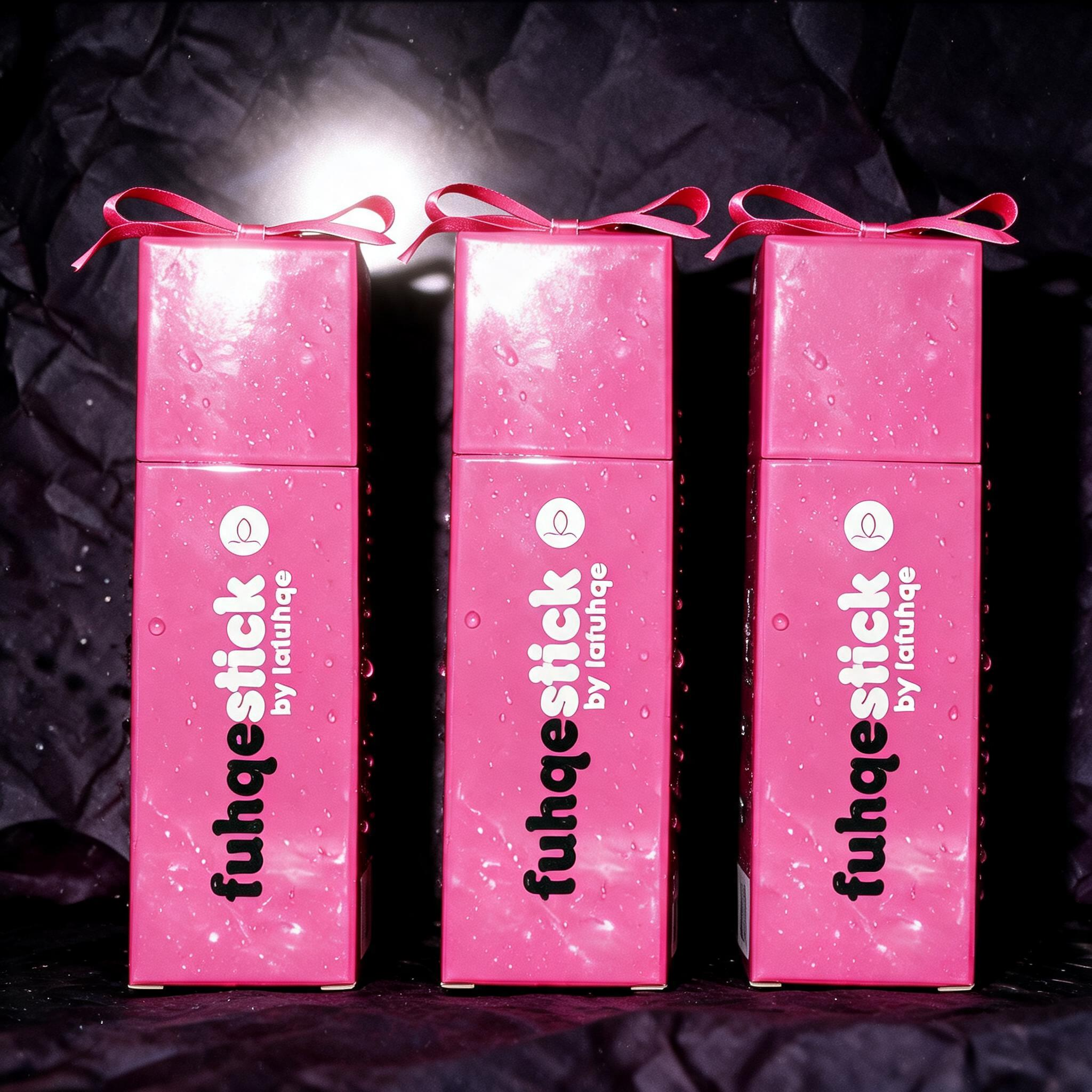 Fuhqe Stick three pack, three boxes on deep plum crumpled paper